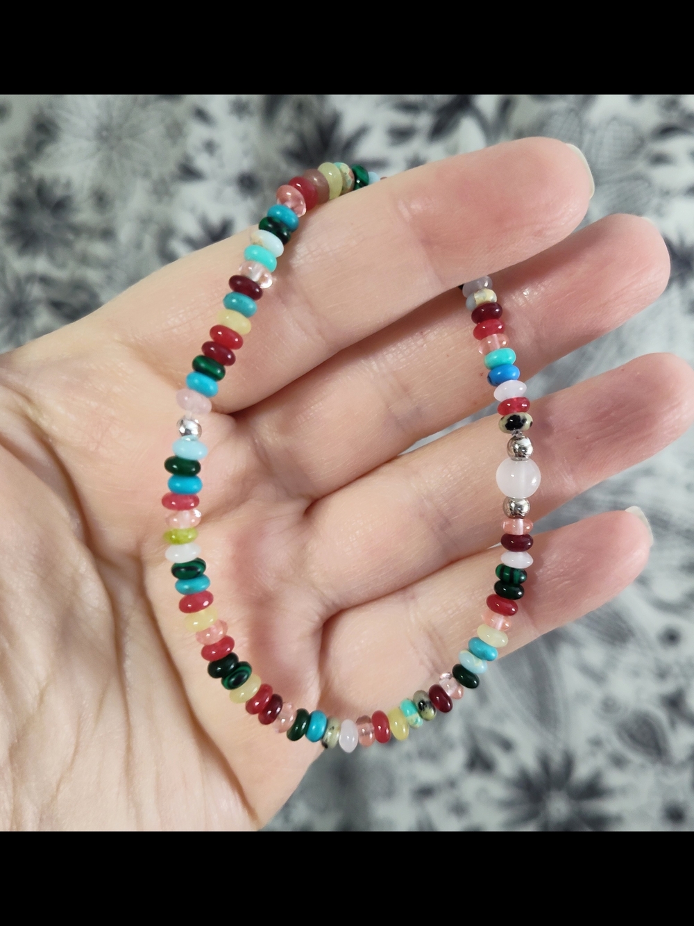 Multicolor natural stone beads stretch bracelet - Picture 4 of 7